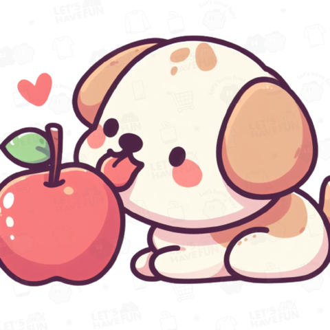 Dog eating apple(リンゴを食べる犬)