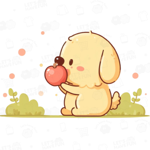 Dog eating apple(リンゴを食べる犬)