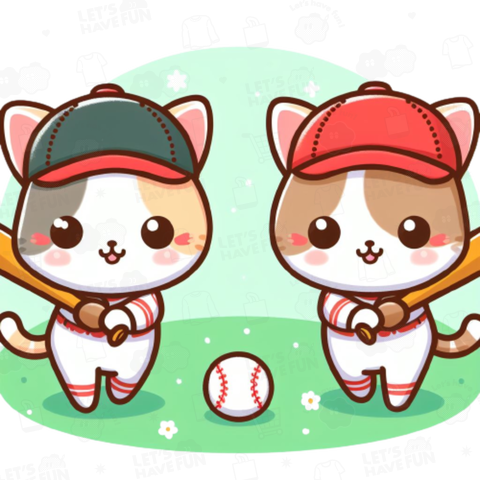 Cat playing baseball(野球をする猫)