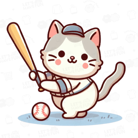 Cat playing baseball(野球をする猫)