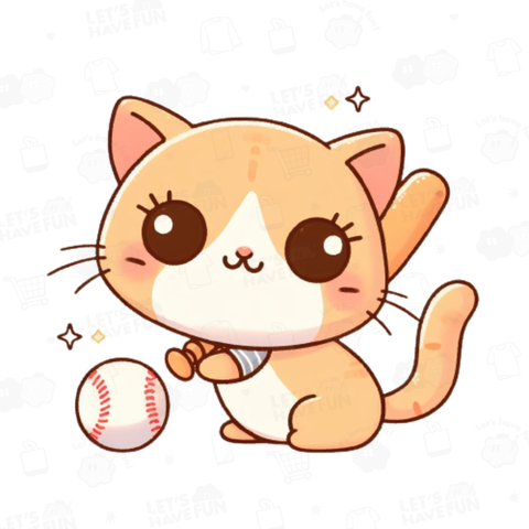 Cat playing baseball(野球をする猫)
