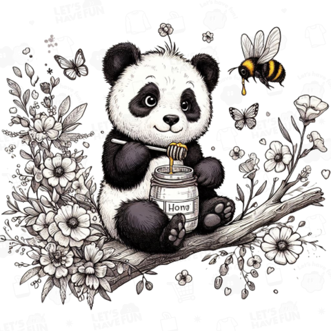 Panda eating honey(蜂蜜を食べるパンダ)
