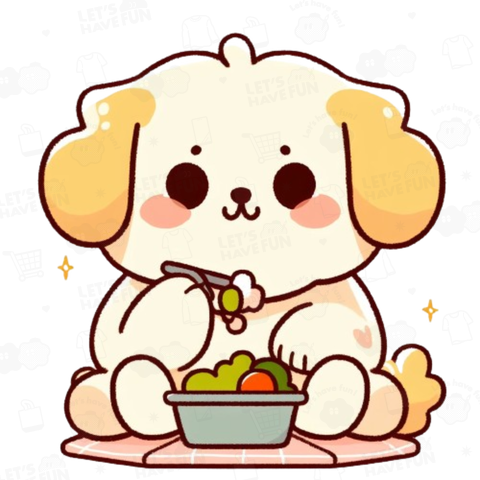 Dog eating lunch(お弁当を食べる犬)