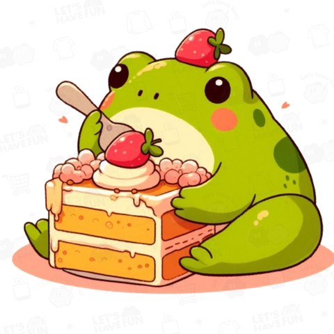 Frog eating cake(ケーキを食べる蛙)