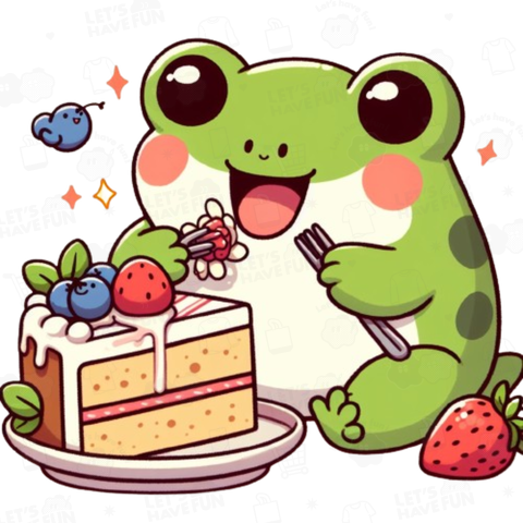 Frog eating cake(ケーキを食べる蛙)