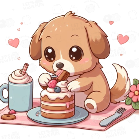 Dog eating cake(ケーキを食べる犬)