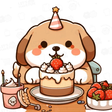 Dog eating cake(ケーキを食べる犬)