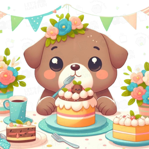 Dog eating cake(ケーキを食べる犬)