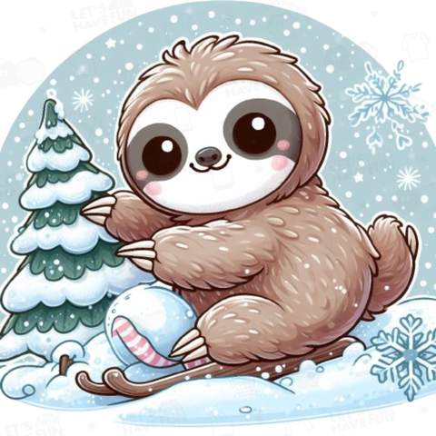 Sloth playing in the snow(雪で遊ぶナマケモノ)