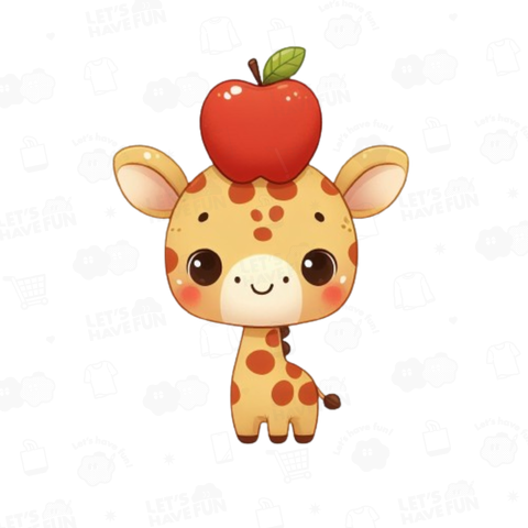 Giraffe with apple on head(頭にリンゴをのせたキリン)