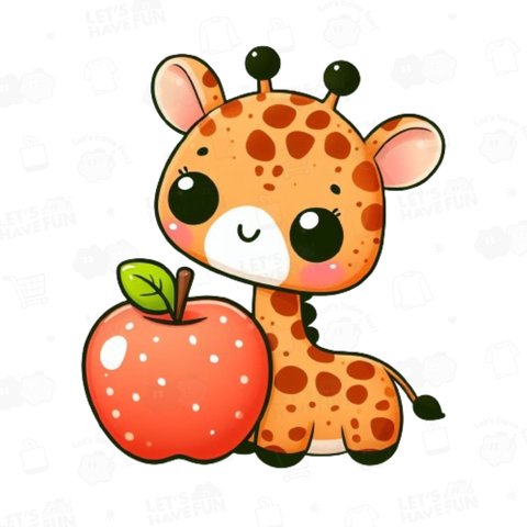 Giraffe with apple on head(頭にリンゴをのせたキリン)