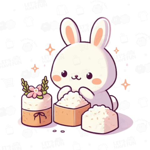 Rabbit eating rice cakes(お餅を食べるウサギ)