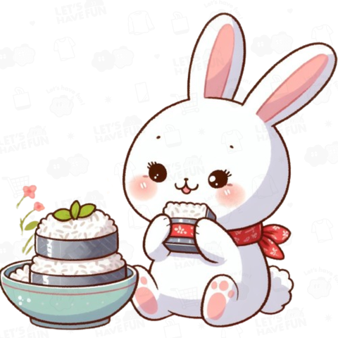 Rabbit eating rice cakes(お餅を食べるウサギ)