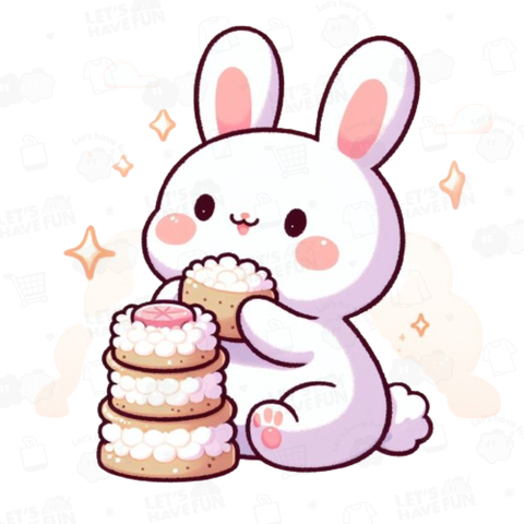 Rabbit eating rice cakes(お餅を食べるウサギ)
