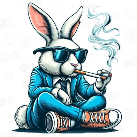 Rabbits smoking cigarettes(煙草を吸うウサギ)