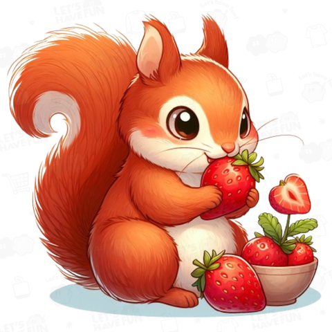 Squirrel eating strawberry(イチゴを食べるリス)