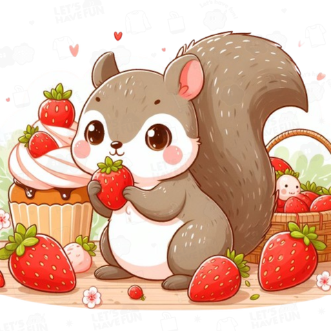 Squirrel eating strawberry(イチゴを食べるリス)