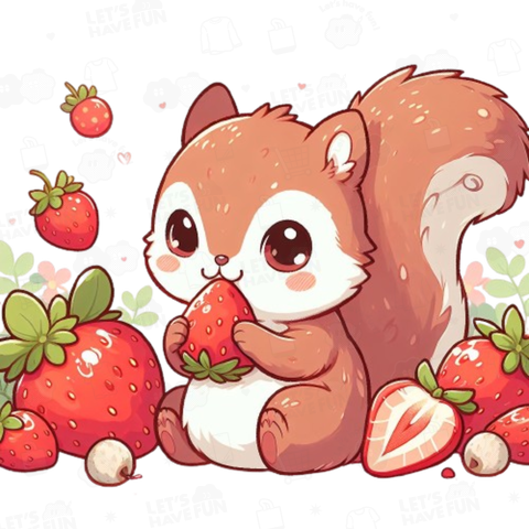 Squirrel eating strawberry(イチゴを食べるリス)