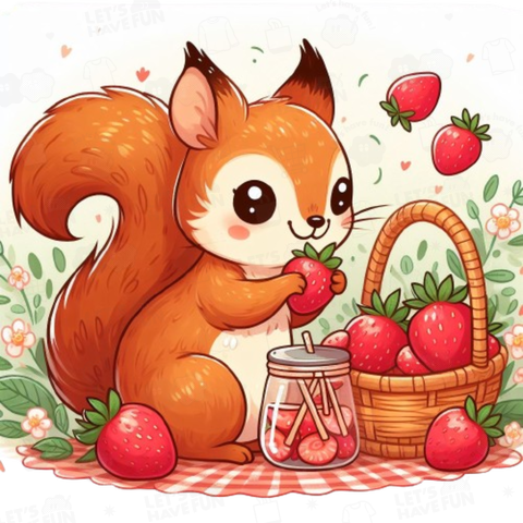 Squirrel eating strawberry(イチゴを食べるリス)