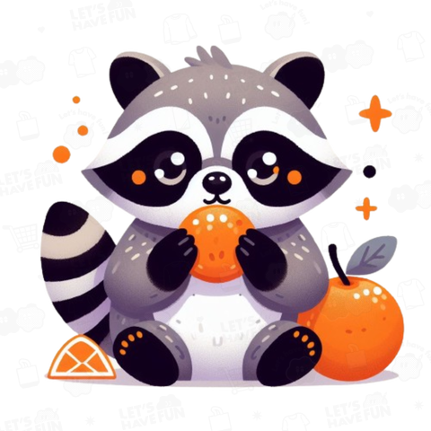 Raccoon eating a mandarin orange(みかんを食べる狸)