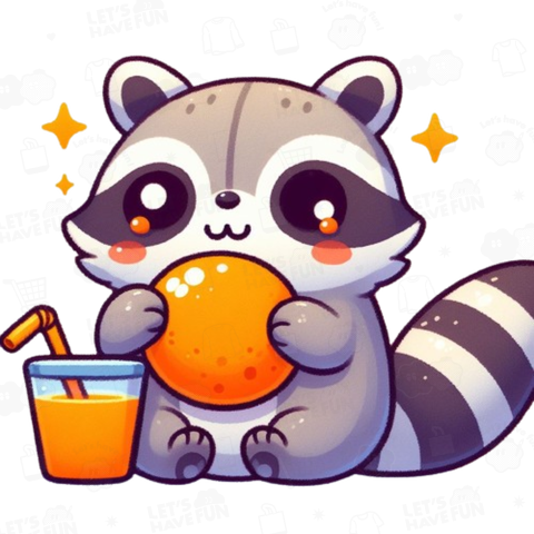 Raccoon eating a mandarin orange(みかんを食べる狸)