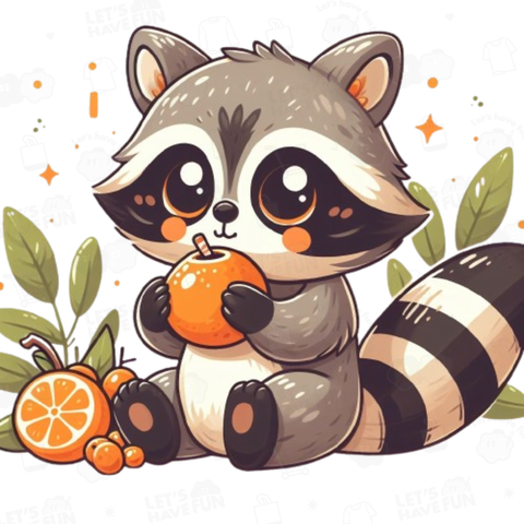Raccoon eating a mandarin orange(みかんを食べる狸)