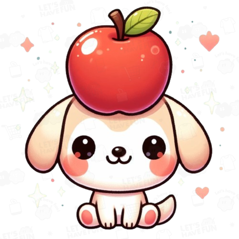 Dog with apple on head(リンゴを頭にのせた犬)