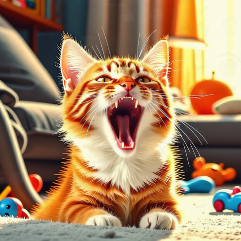 あくびをする猫