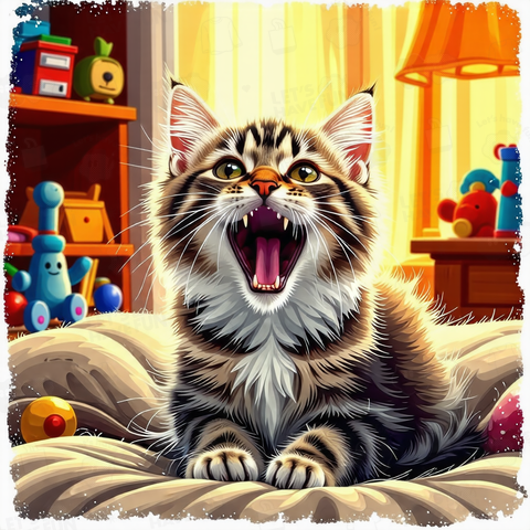 あくびをする猫