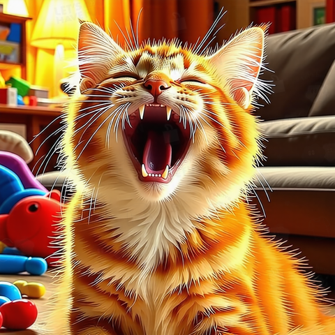あくびをする猫