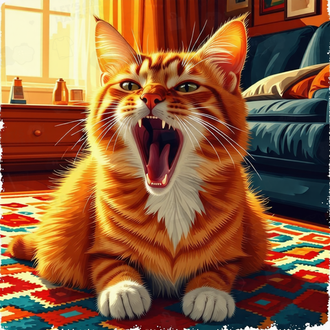 あくびをする猫