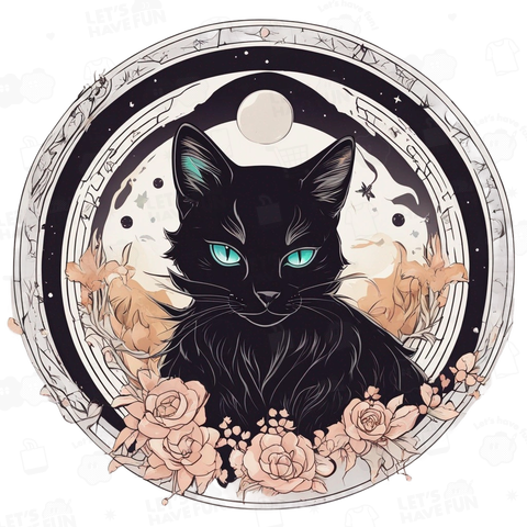 黒猫と月「Black cat and moon」