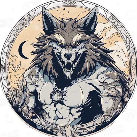 狼男と満月「werewolf and full moon」