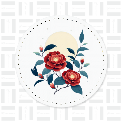 山茶花と月「sasanqua camellia and moon」