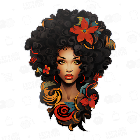 Flowers & Curly hair 01