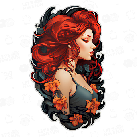 Flowers & Red hair 01