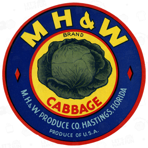 M H and W Brand Cabbage Label