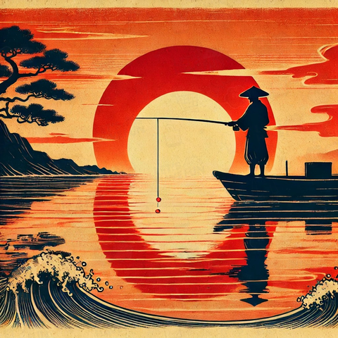 浮世絵 釣り人イラスト