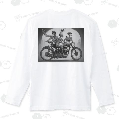 motorcycle Riding Skeletons ロングTシャツ(5.6オンス)