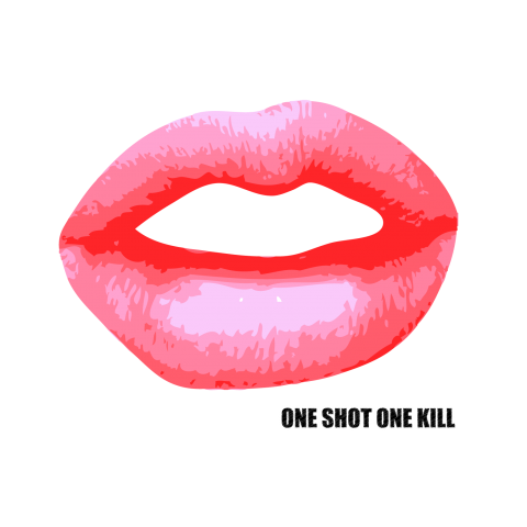 One Shot One Kill 魅惑的な唇 デザインtシャツ通販 Tシャツトリニティ