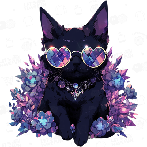 Crypto Batchesハート型のサングラスの黒猫
