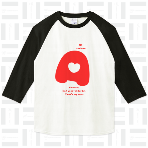 Blood type A ティーシャツ☆「可愛らしく首をかしげるA」(⇨前面プリント+バッグや小物)