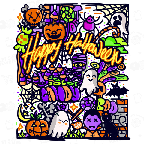 ハッピーハロウィンのレトロな怖いかわいい不気味な