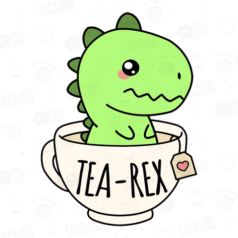 ティーレックス 恐竜 かわいい チビキャラ お茶 デザイン