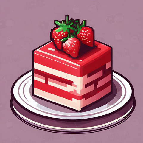 ドット絵風イラストのいちごショートケーキ