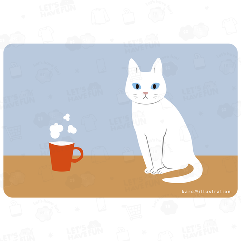 デザインにゃんこシリーズ コーヒーブレイクと白ねこ