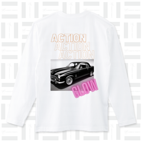 ACTION 車 イラスト バックプリントver. ロングTシャツ(5.6オンス)