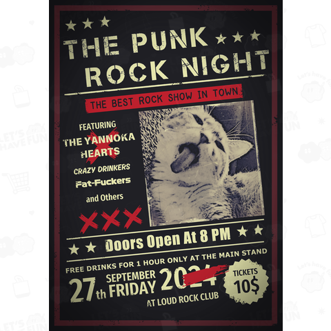 【猫】THE PUNK ROCK NIGHT ライブハウスポスター風