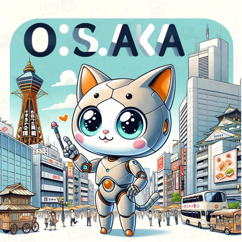 大阪観光をするネコ型ロボット
