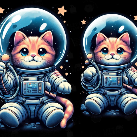 宇宙服を着た猫と宇宙